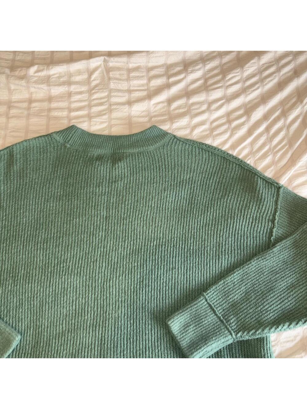 Aerie Cozy Ribbed Knit Crewneck Sweater RN: 54485 In Green, Woman’s Size Small - Picture 7 of 7